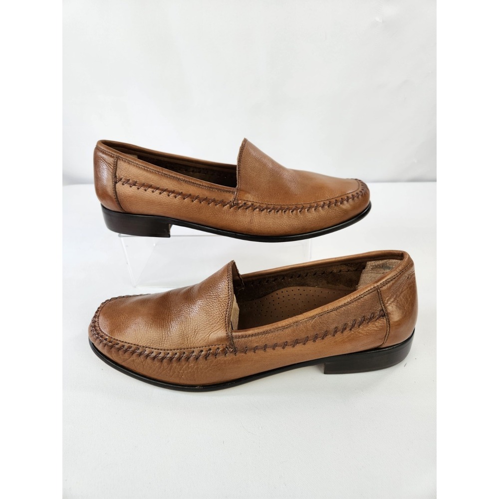 Vtg Giorgio Brutini 13 D Brown Loafer Slip-on Shoes Whip Stitch Buttery Leather